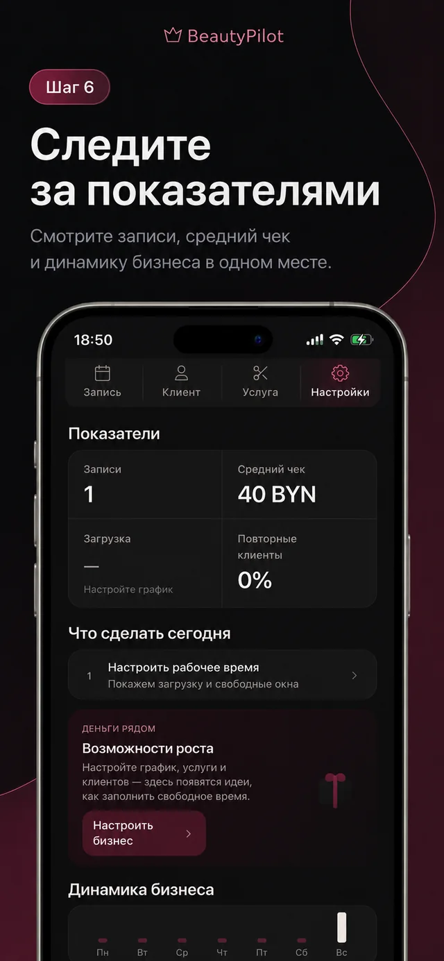BeautyPilot — показатели и аналитика